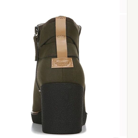 Dr. Scholl's Libi Olive Green Faux Suede Kitten Wedge Comfy Booties size 8.5 - Picture 3 of 6